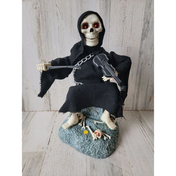 Gemmy Halloween animated Grim Reaper violin Tombstone scary prop decor - Picture 2 of 9